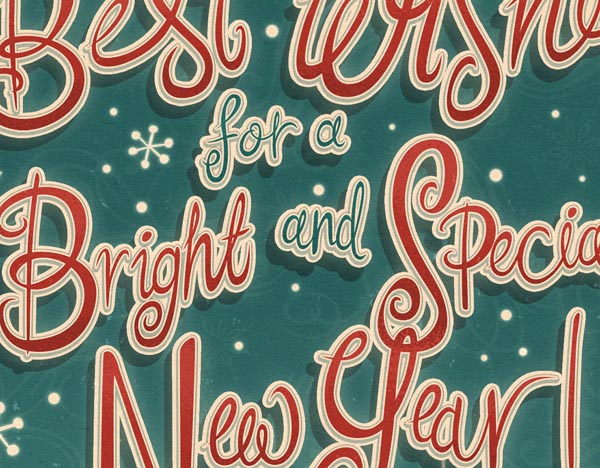 Happy Holidays - hand lettered holiday card by illustrator Steve Simpson