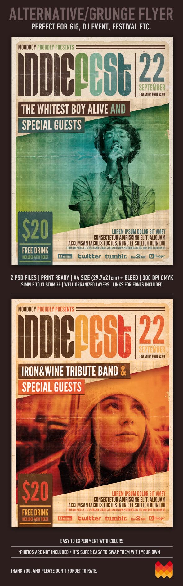 Indie Fest Flyer and Poster Design by moodboy