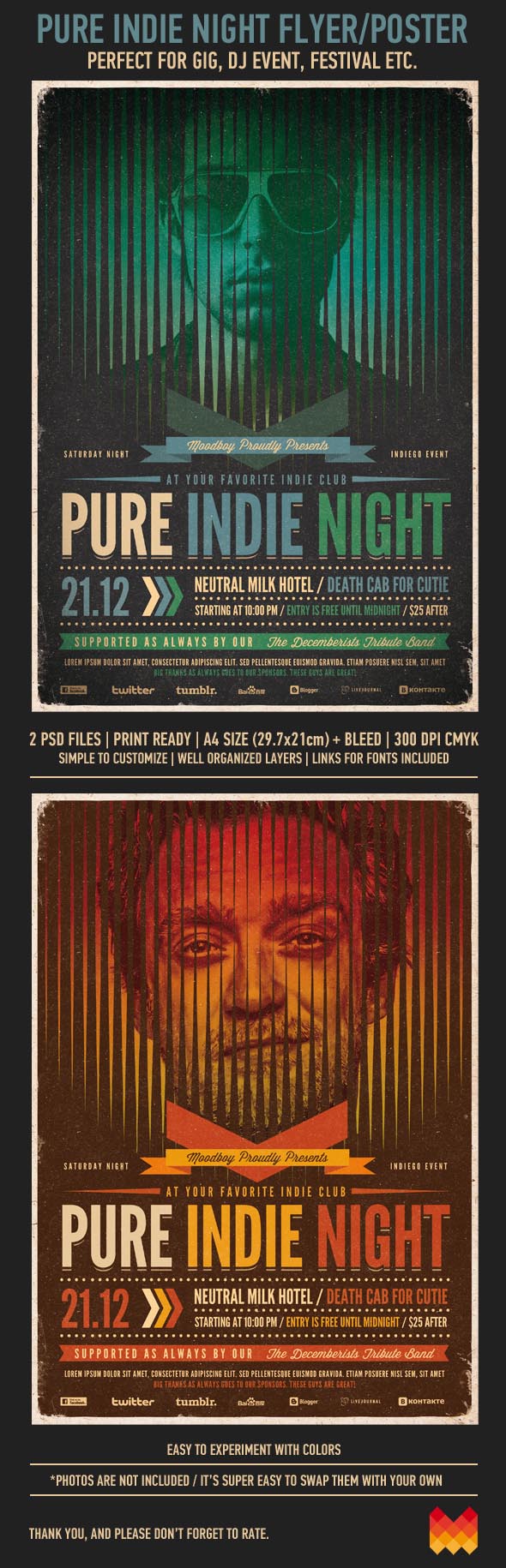 Pure Indie Night Flyer and Poster Design by moodboy