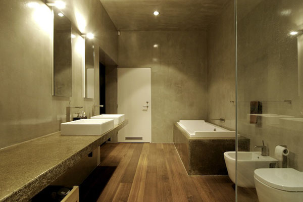 Bathroom of the Utriai Residence in Lithuania by Natkevicius & Partners