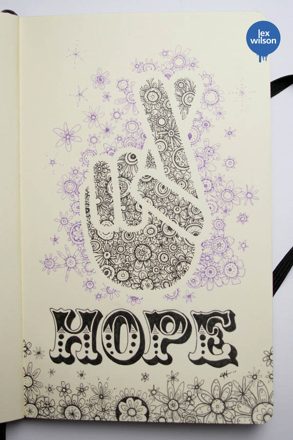 Hope - Moleskine Illustration by Lex Wilson