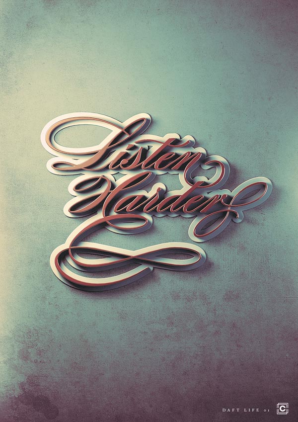Listen Harder - "Daft Life" Typographic Poster Series by Joey Camacho