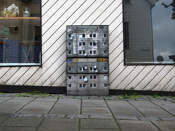 Miniature Apartment Buildings - Street Art by Evol