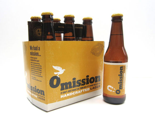 Omission - handcrafted lager - package design by Hornall Anderson