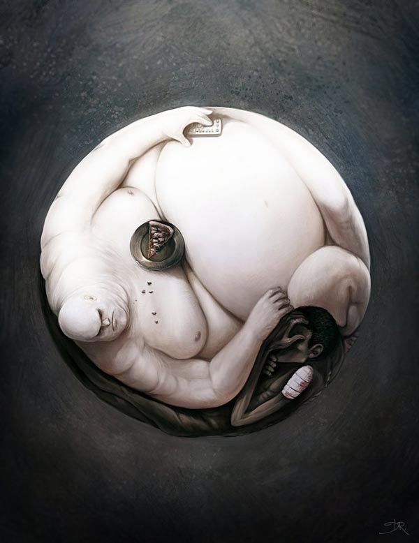 Yin Yang of World Hunger - Digital Painting by Deevad