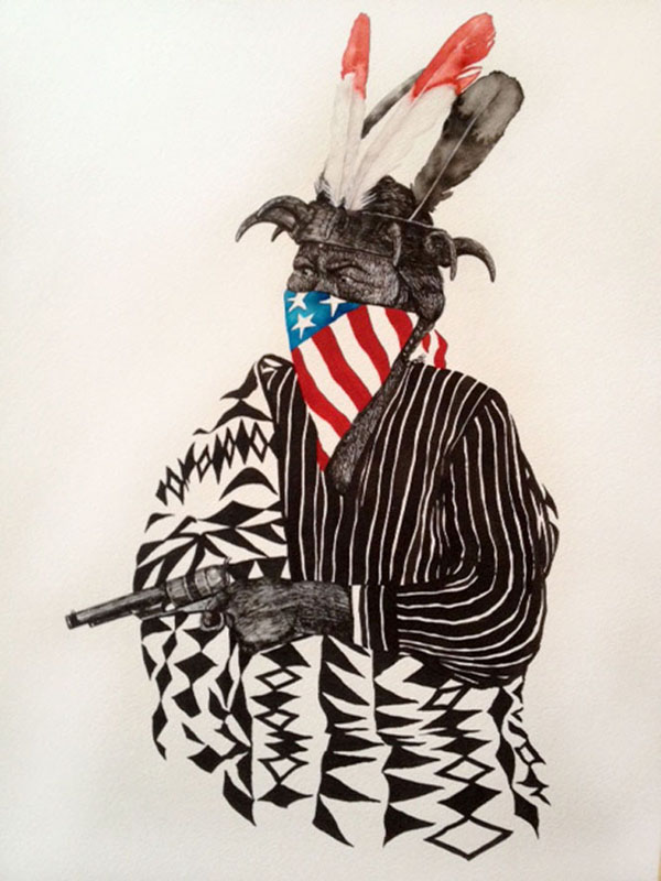 All American Thief - ink on paper artwork by TIPI THIEVES