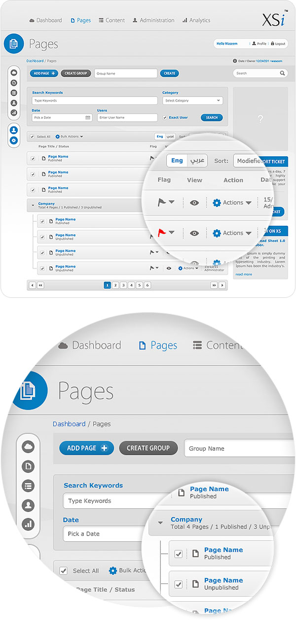 CMS - User Interface Design by Waseem Arshad - pages