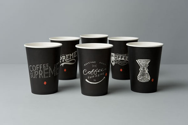 Coffee Supreme black takeout cups by Hardhat Design