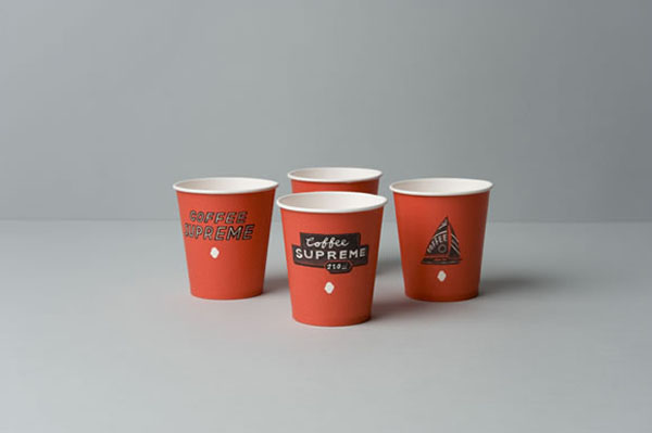 Coffee Supreme red takeout cups by Hardhat Design