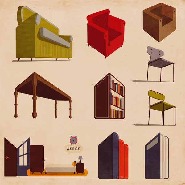 Furniture Illustrations by Giordano Poloni for Infographics