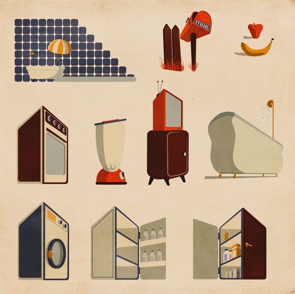 Household Illustrations by Giordano Poloni for Infographics