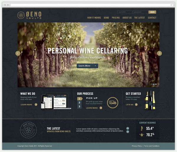Oeno Vaults Web Design by Tractorbeam