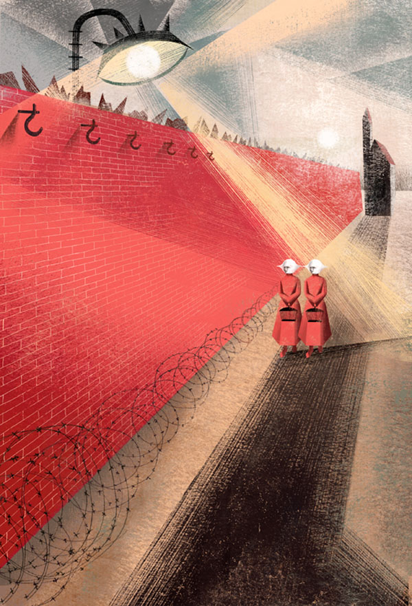 Red Wall - Illustration by Balbusso Sisters for The Handmaid's Tale by Margaret Atwood