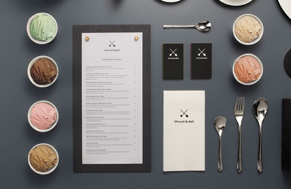 Shovel and Bell gelateria and cafe visual identity by Manic Design