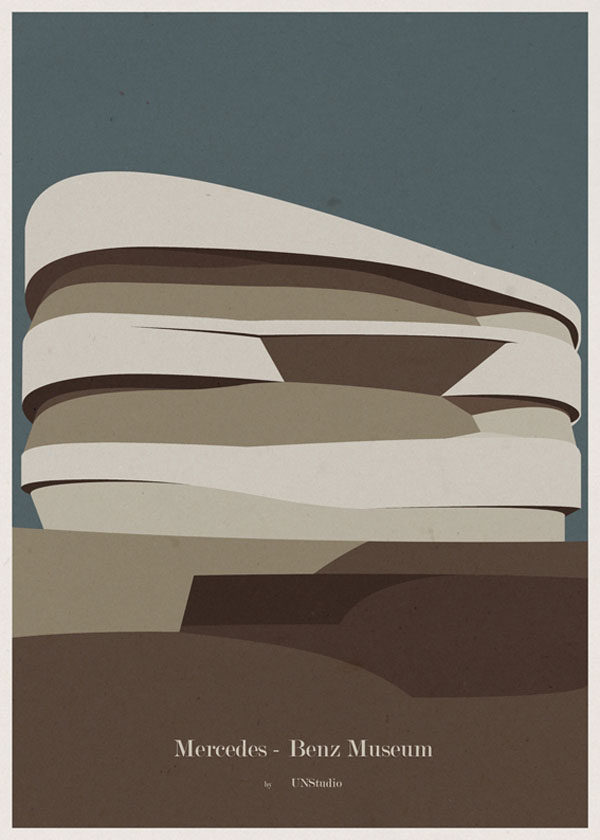 ARCHITECTURE - Germany - Mercedes Benz Museum - Poster Design by André Chiote
