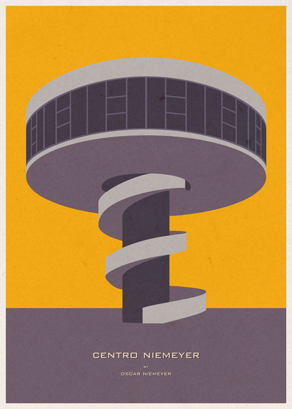 ARCHITECTURE - Spain - Centro Niemeyer - Graphic Poster Illustration by André Chiote