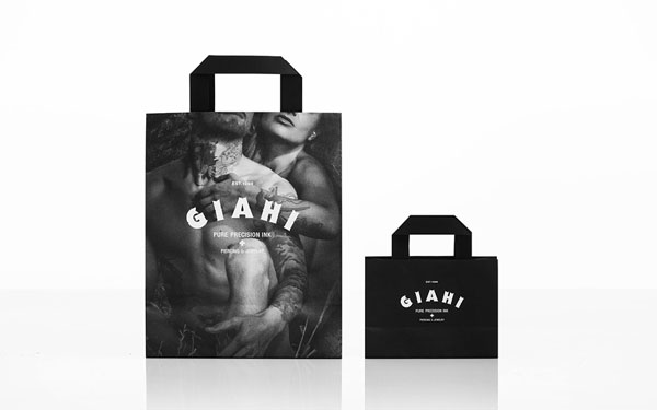 Giahi tattoo and piercing studio - bag design by Anagrama