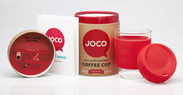 Joco glass coffee cup packaging by Jimmy Gleeson
