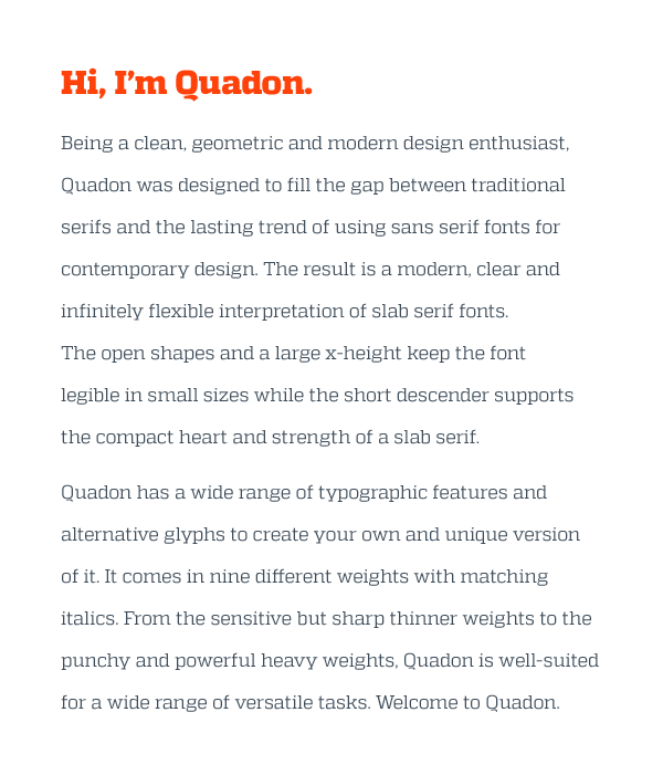 Quadon Type Family - text example