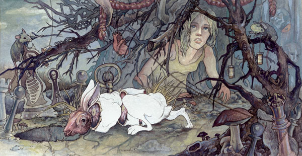 Alice - watercolor and ink on paper by AJ Frena