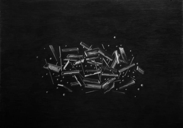 Exploded II (Triptych), Charcoal on paper - Drawing by Levi van Veluw