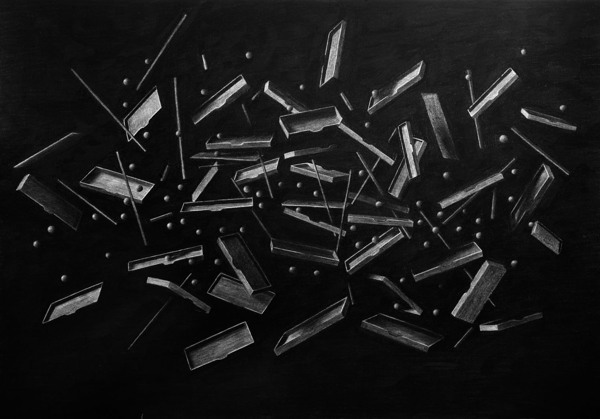 Exploded III (Triptych), Charcoal on paper - Drawing by Levi van Veluw