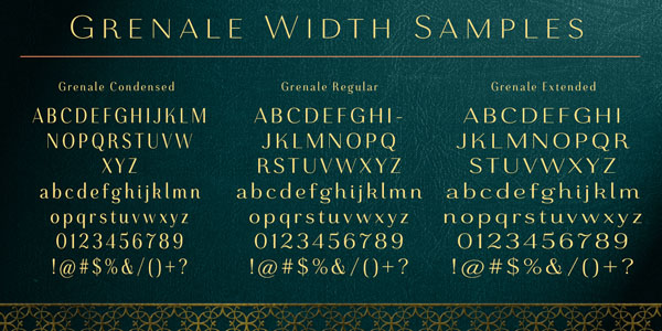 Grenale - font width samples