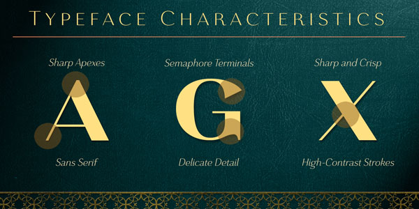 Grenale - typeface characteristics