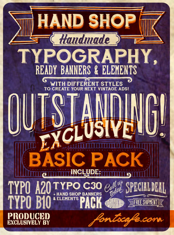 Hand Shop - Hand Lettering Banners and Elements by Fontscafe