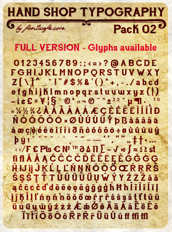Hand Shop - Pack 02 - Full Version of Glyphs by Fontscafe