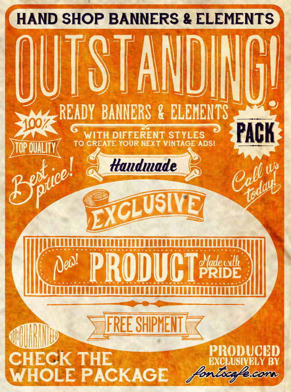 Hand Shop - Vintage Banners and Elements Packs by Fontscafe