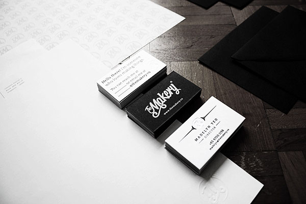 Letterpressed business cards for The Makery