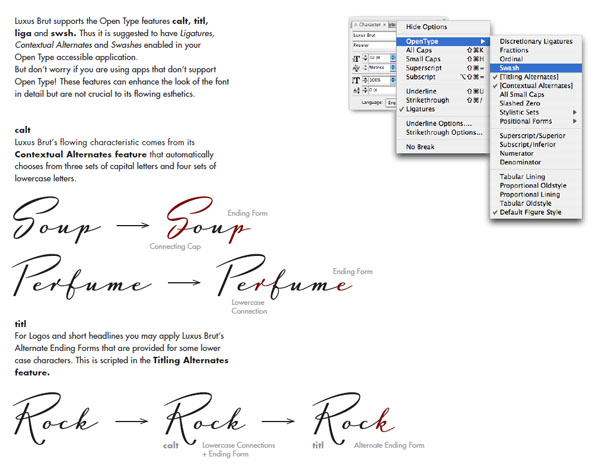Luxus Brut - Open Type Features  - Contextual and Titling Alternates