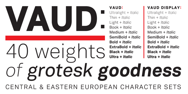 Vaud - Grotesk Font Family of 40 Weights by Wordshape