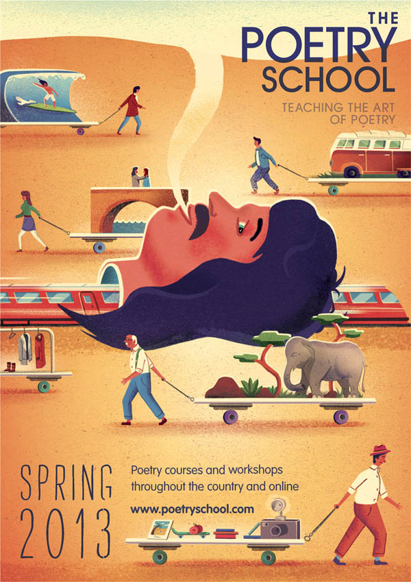 Front Cover Illustration by Jack Hudson for The Poetry Schools - Summer Brochure