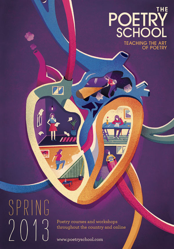 Front Cover Illustration by Jack Hudson for the Spring 2013 Poetry School brochure