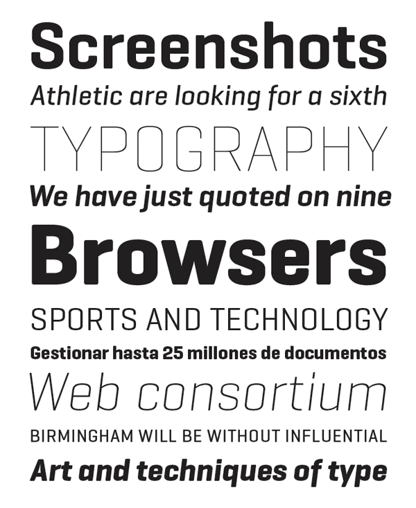 Some examples of the included weights. It's a typefamily that can be used for both headlines as well as text.