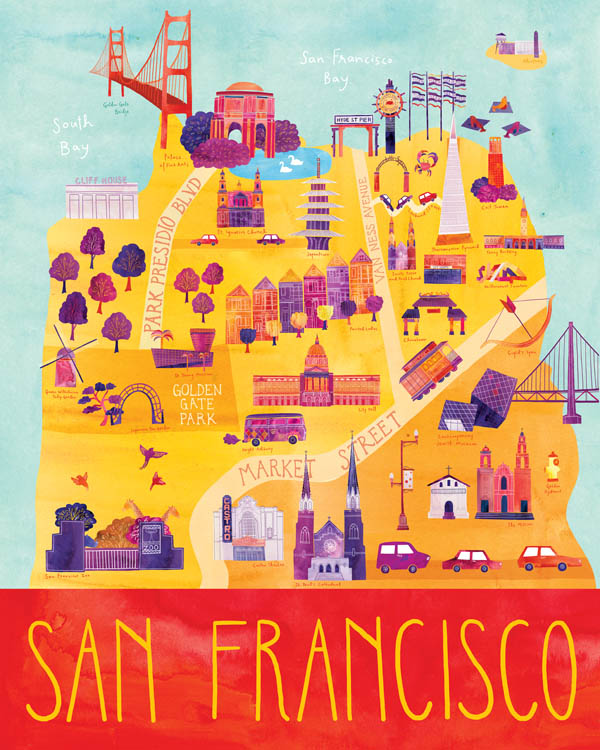 San Francisco - Illustrated City Map - Art Print by Marisa Seguin