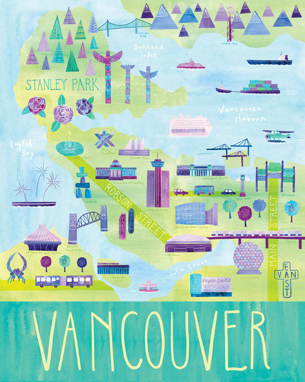 Vancouver - Illustrated City Map - Art Print by Marisa Seguin