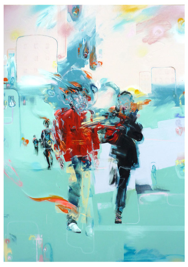 Walking and Talking - Painting by Mike Carr