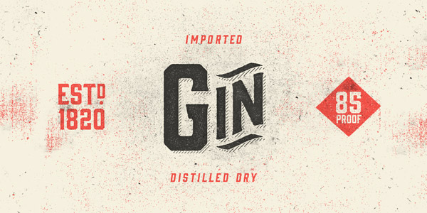 The Gin font family is a vintage display typeface from Hold Fast Foundry.