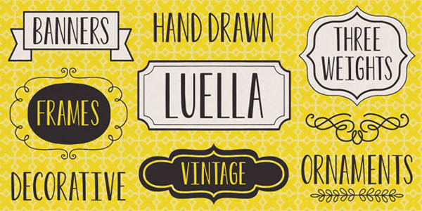 Luella font - Ornaments, Frames and Banners