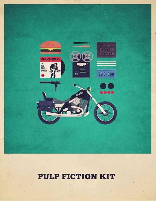 Pulp Fiction Kit - Minimalist Poster Illustration by Alizée Lafon