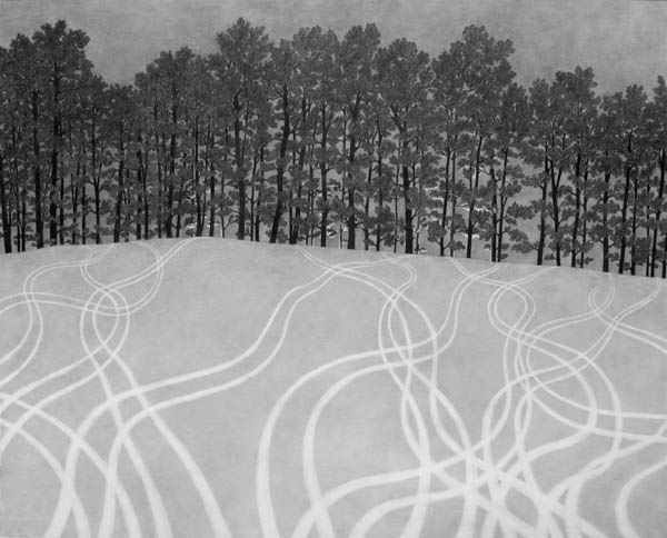 Snow Tracks, graphite on paper drawing by Michael Schall