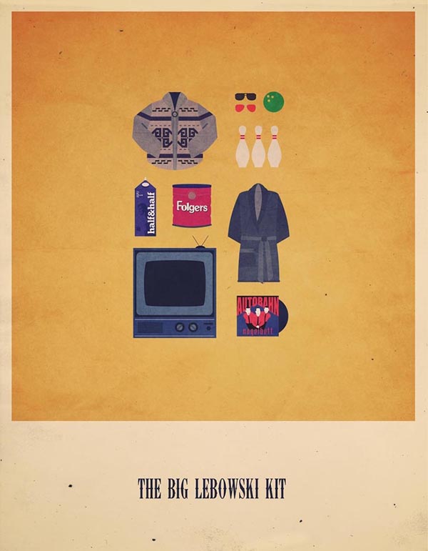 The Big Lebowski Kit - Minimalist Poster Illustration by Alizée Lafon