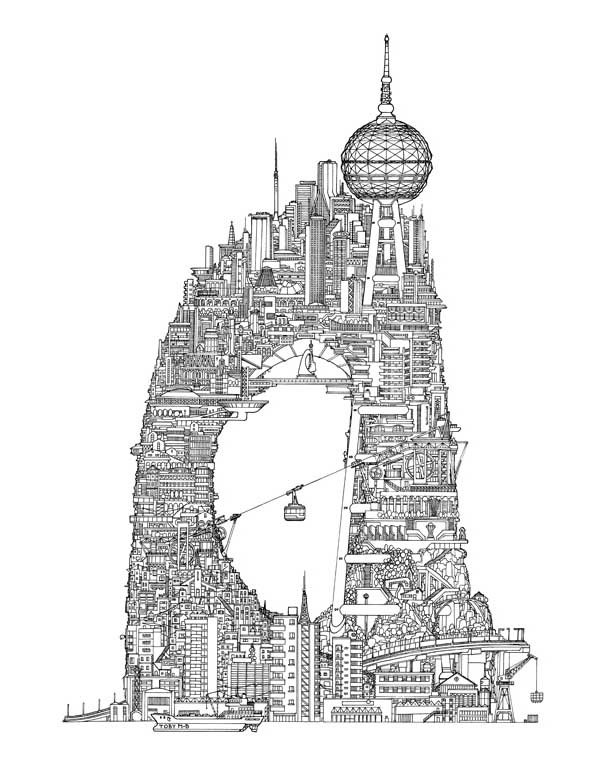 Tower Series No1. - Drawing by Toby Melville-Brown