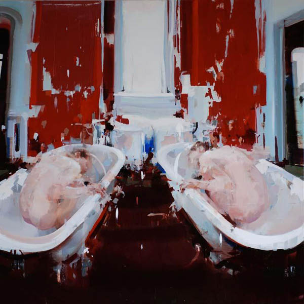 Twins' Bath - oil on linen by Alex Kanevsky