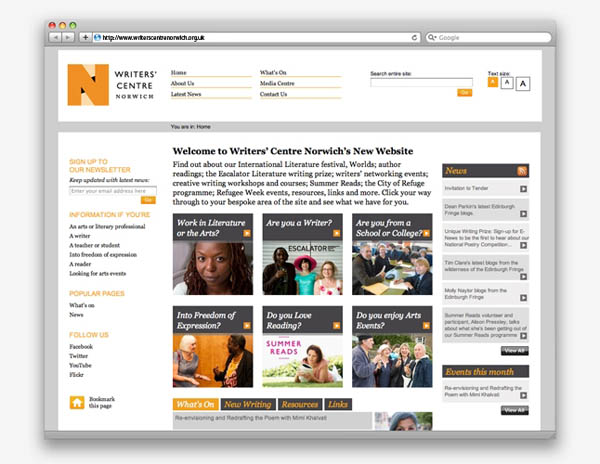 Writers' Centre Norwich - Web Design by The Click Design Consultants