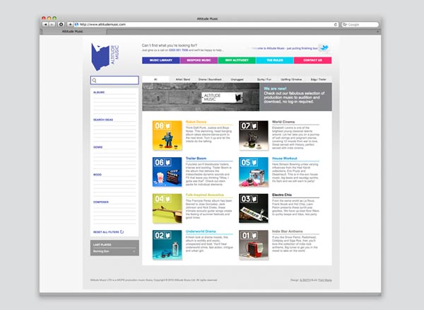 Altitude Music - web design by AND SMITH for a music production company