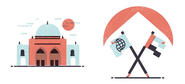 Brownbook - editorial illustrations by MUTI about arts and culture in the Middle East